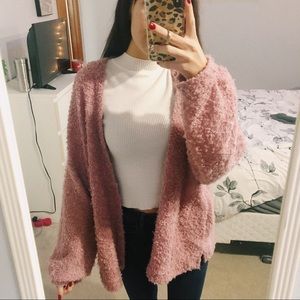 fuzzy pink sweater